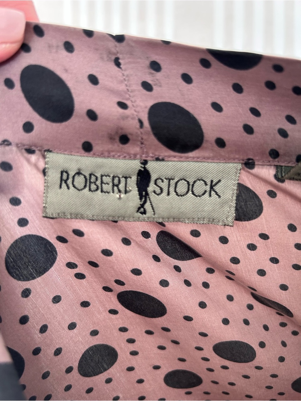 VTG Robert Stock 100% Silk Robe Duster w/ Belt Mauve w/ Black Polka Dot One Size - Picture 8 of 11